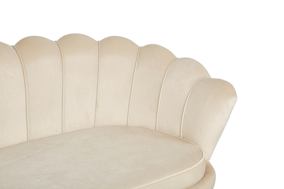 3-SITZER-SOFA in Samt Beige  - Beige/Goldfarben, MODERN, Textil/Metall (180/78/76cm) - Livetastic