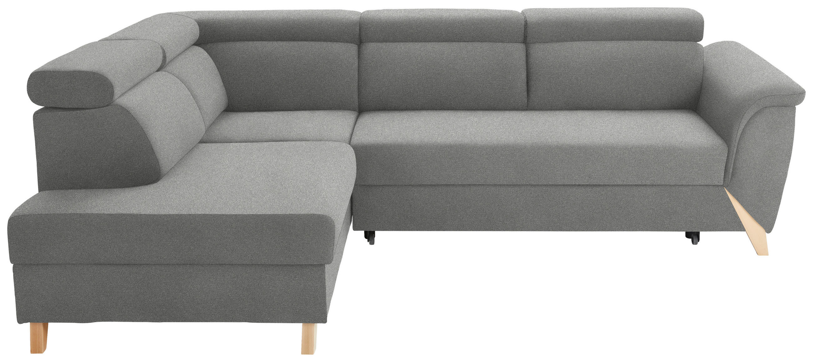 ECKSOFA  in Chenille Greige  200/265 cm  - Greige/Naturfarben, KONVENTIONELL, Holz/Textil (200/265cm) - Stylife