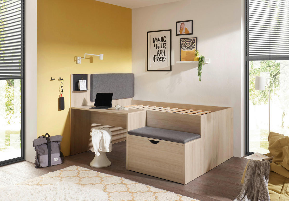 POSTEĽ S PRIESTOROM NA HRU 90/200 cm,  - farba duba, Konventionell, kompozitné drevo (90/200cm) - Carryhome