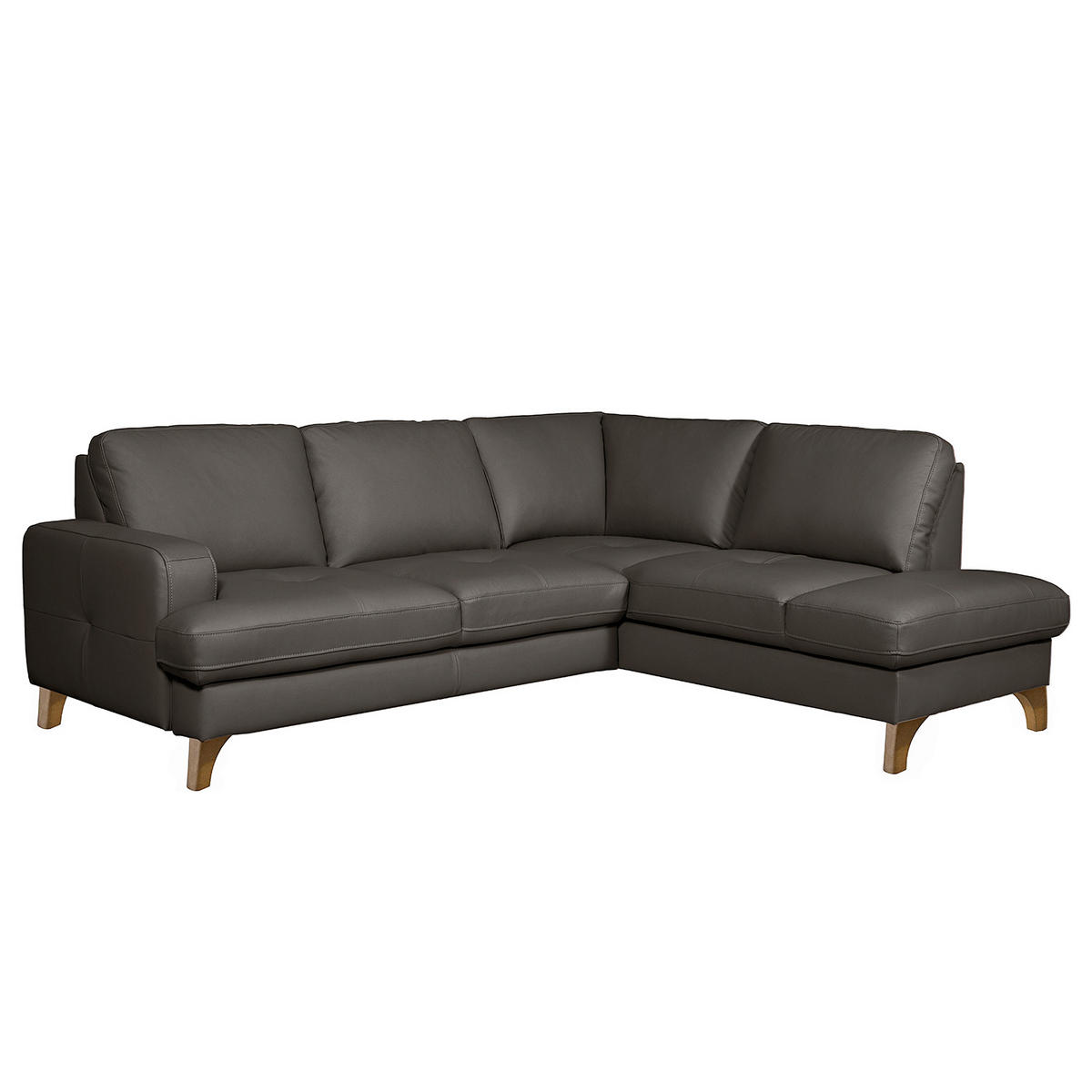 ECKSOFA Lederlook Echtleder Dunkelbraun  - Dunkelbraun/Buchefarben, Design, Leder/Holz (234/190cm) - Livetastic