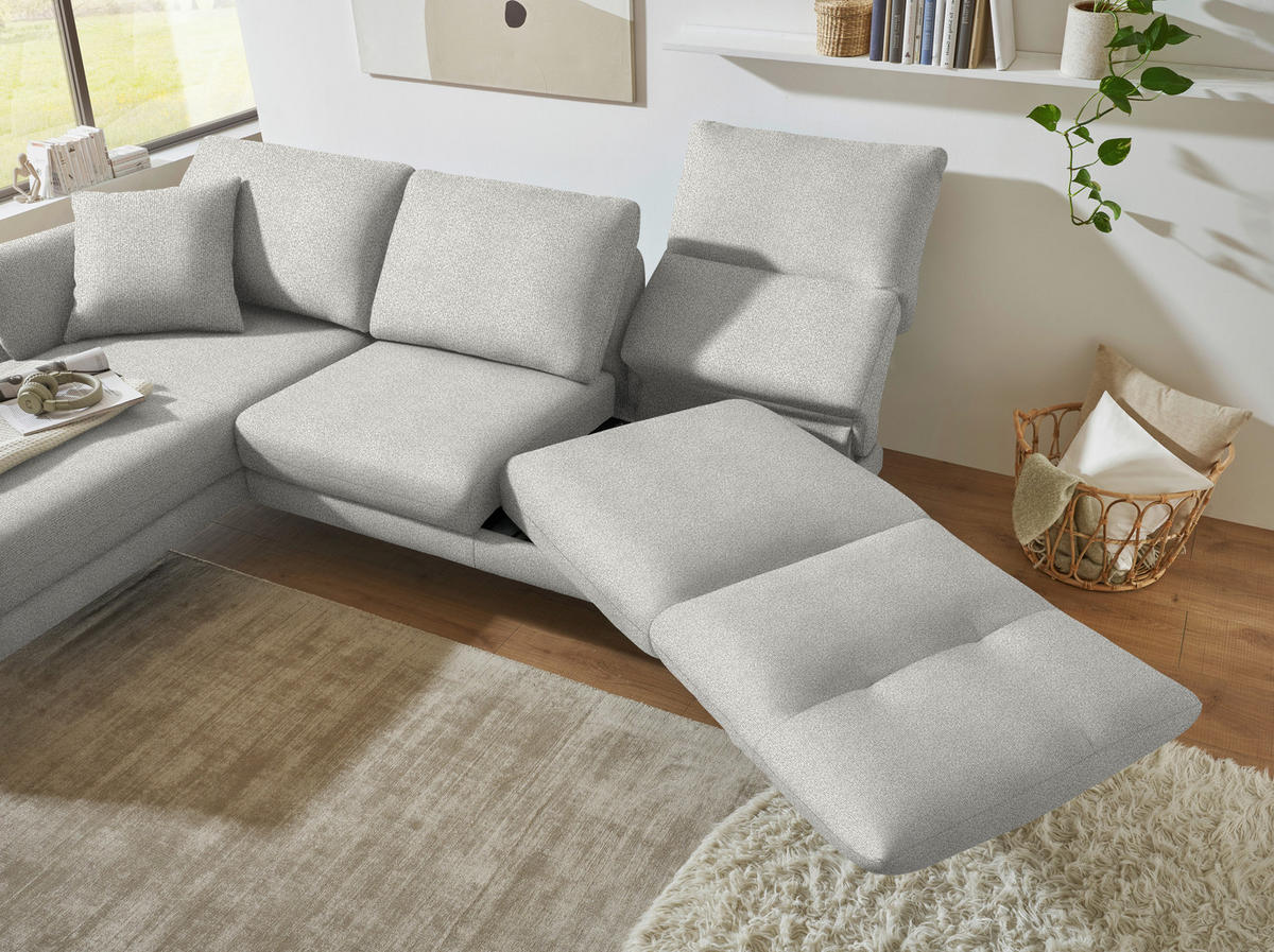 ECKSOFA  in Flachgewebe Silberfarben  175-224/255-365 cm  - Silberfarben/Schwarz, Design, Textil/Metall (175-224/255-365cm) - Dieter Knoll