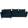ECKSOFA  in Webstoff Petrol  182/280 cm  - Petrol/Schwarz, MODERN, Textil/Metall (182/280cm) - Carryhome