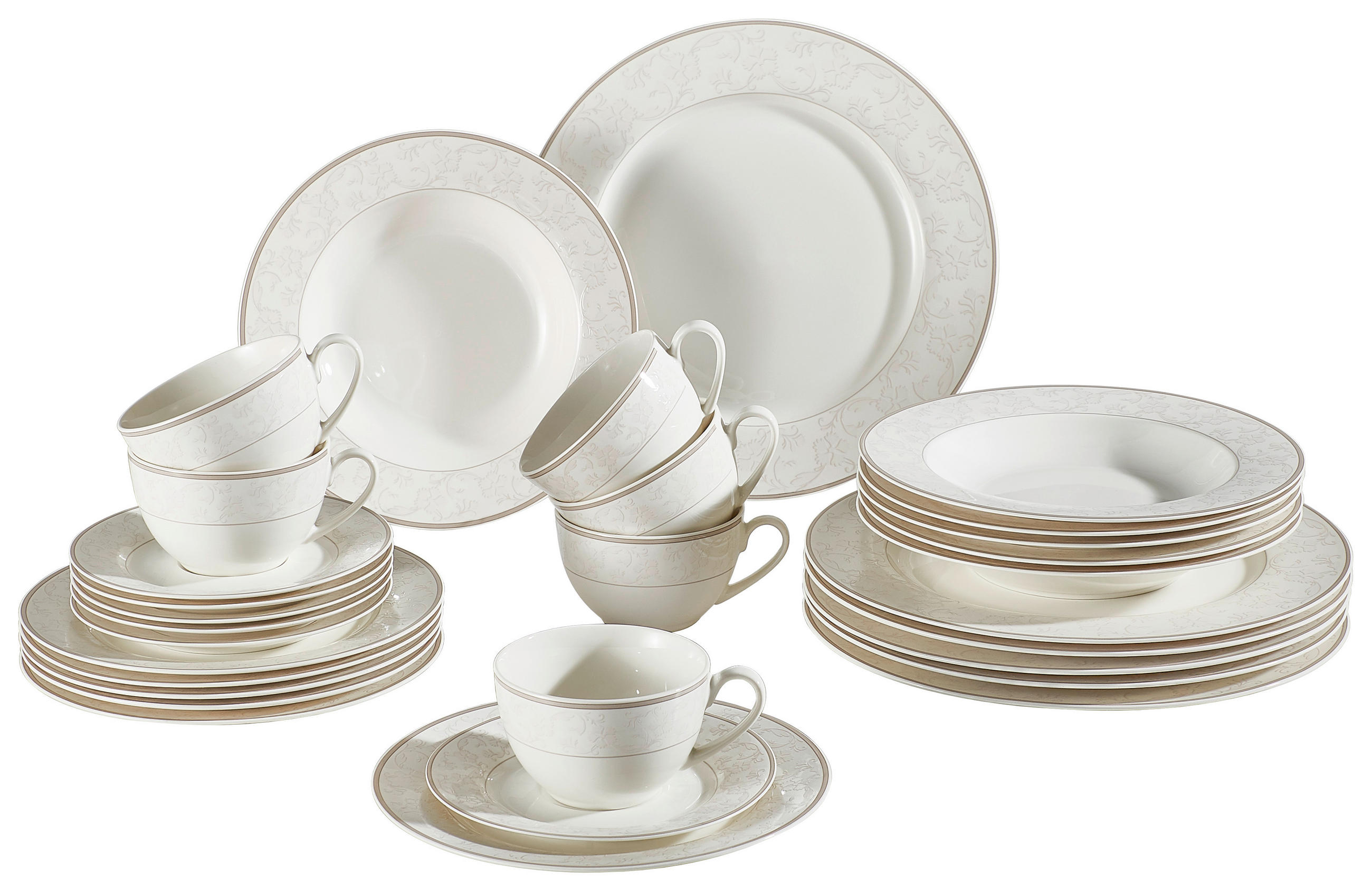 SERVICIU DE MASĂ COMPLET 30 piese  - alb/bej, Design, ceramică - Ritzenhoff Breker