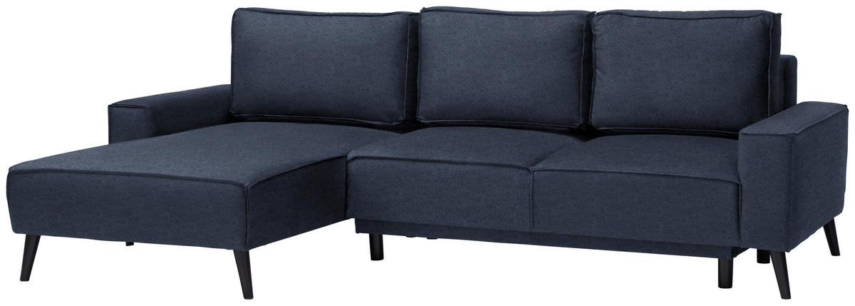 ECKSOFA in Velours Blau  - Blau/Schwarz, Konventionell, Holz/Textil (161/260cm) - Carryhome
