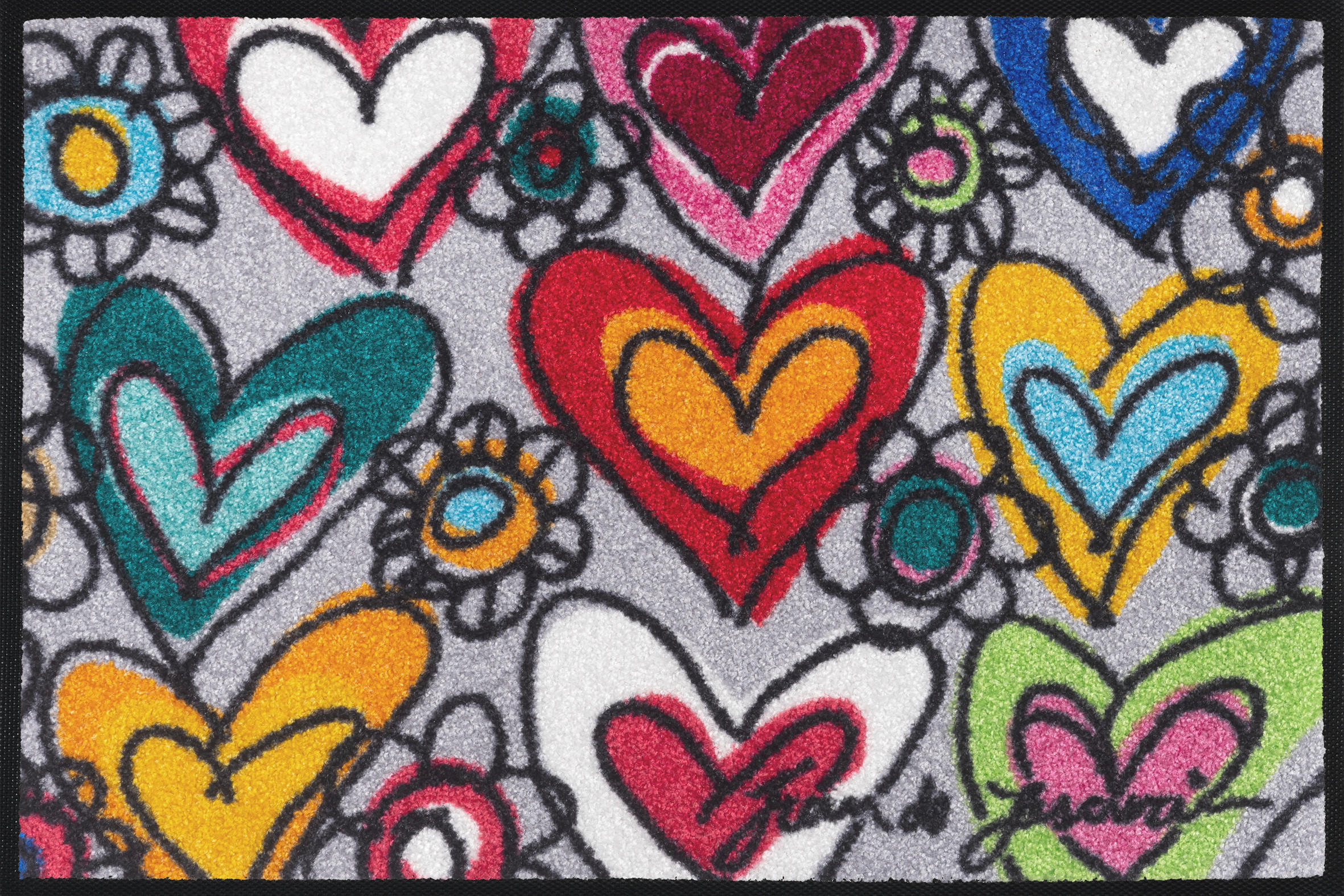 wash+dry FUßMATTE With Love Grau 40x60 cm