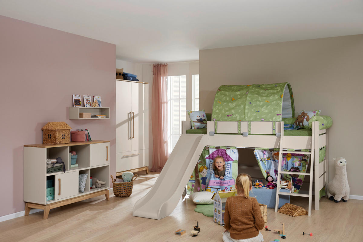 SPIELBETT Absturzsicherung, Leiter, Rutsche 90/200 cm  in Beige  - Beige, KONVENTIONELL, Holzwerkstoff (90/200cm) - Paidi