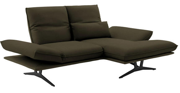 ECKSOFA in Echtleder Olivgrün 210/130 cm - Schwarz/Olivgrün, Design, Leder/Metall (210/130cm) - Dieter Knoll