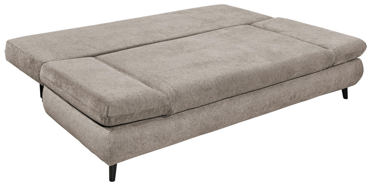 SCHLAFSOFA  mit Schlafen auf Sitzhöhe, Rücken echt Mikrofaser Taupe  - Taupe/Schwarz, KONVENTIONELL, Kunststoff/Textil (212/88/101cm) - MID.YOU