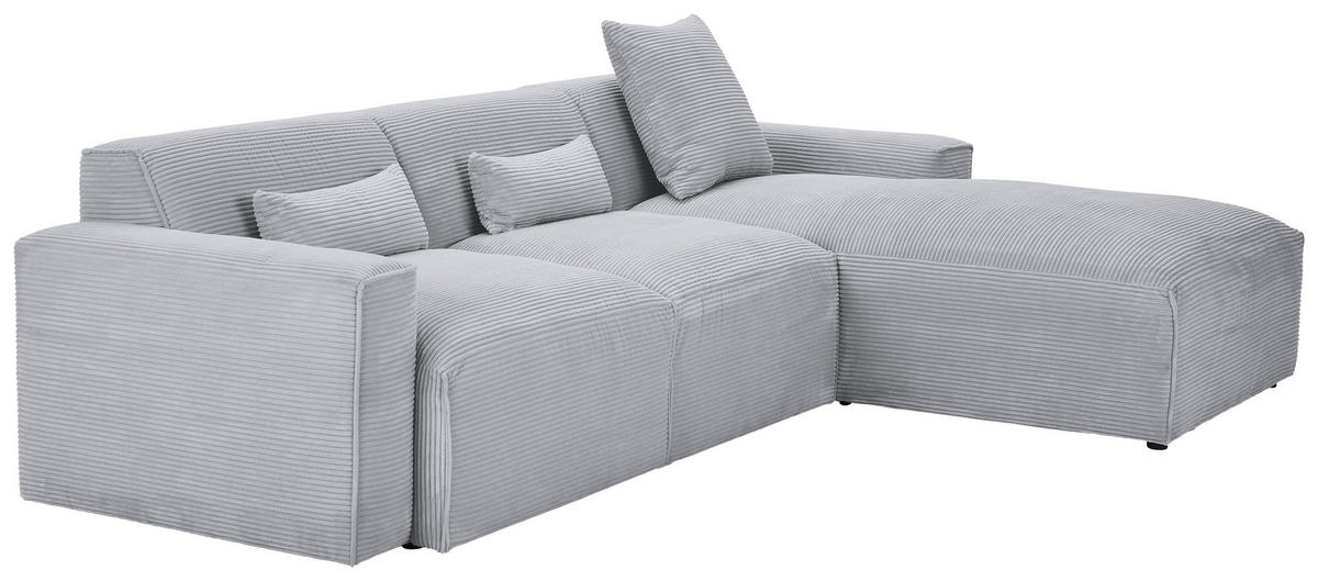 ECKSOFA Grau Cord  - Schwarz/Grau, Design, Kunststoff/Textil (303/196cm) - Livetastic