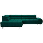 ECKSOFA in Webstoff Grün  - Dunkelgrau/Silberfarben, Design, Textil/Metall (201/295cm) - Hom`in