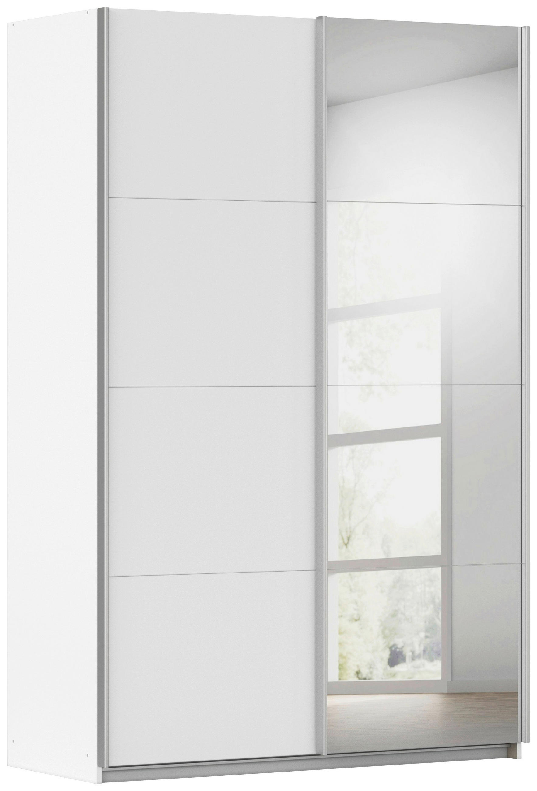 SCHWEBETÜRENSCHRANK 136/210/62 cm 2 Tür(en)-türig Weiß  - Alufarben/Weiß, KONVENTIONELL, Glas/Holzwerkstoff (136/210/62cm) - home24