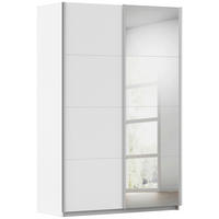 SCHWEBETÜRENSCHRANK 136/210/62 cm 2 Tür(en)-türig Weiß  - Alufarben/Weiß, KONVENTIONELL, Glas/Holzwerkstoff (136/210/62cm) - home24