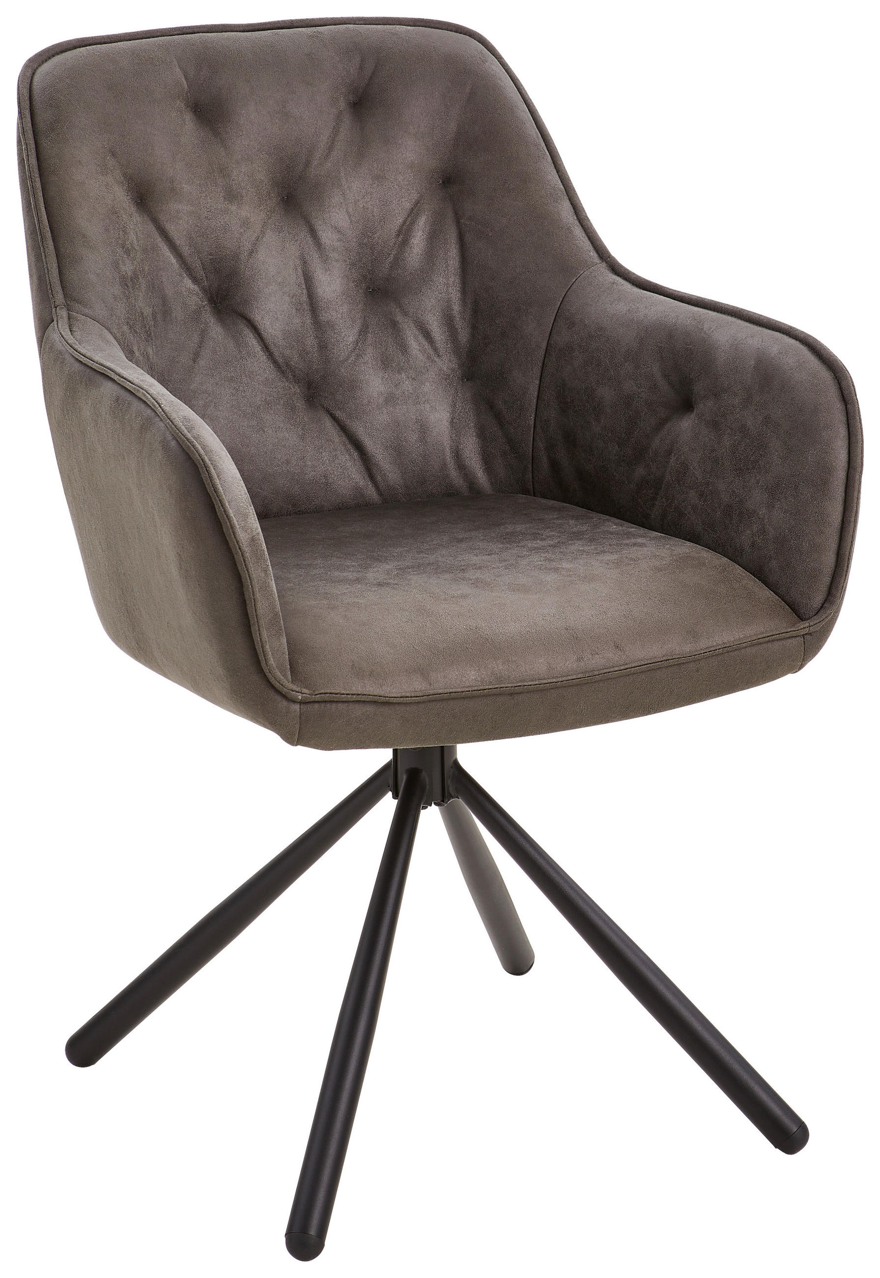 Scaun Cu Brațe din lemn, metal, textil, gri