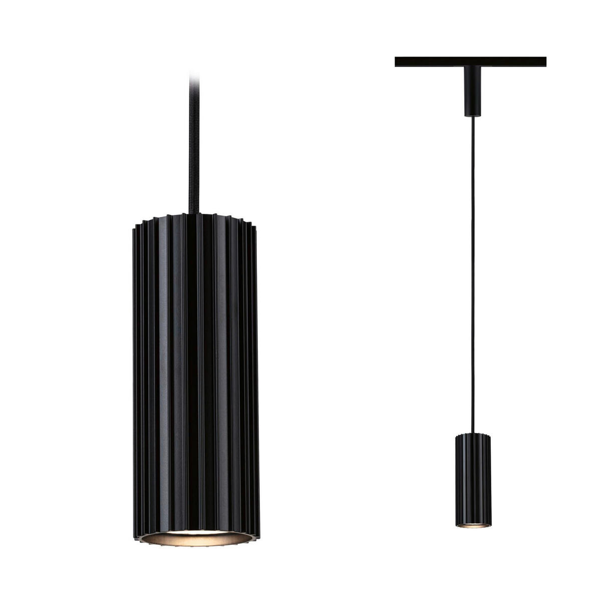SCHIENENSYSTEM-HÄNGELEUCHTE URail 6,0/126,0 cm  - Schwarz, Basics, Metall (6,0/126,0cm) - Paulmann