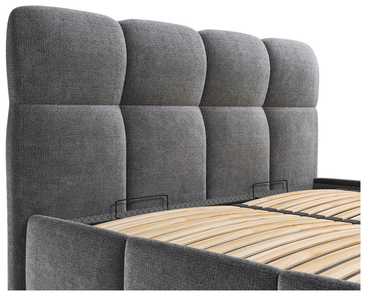 POLSTERBETT 140/200 cm,  in Anthrazit, gepolstertes Kopfteil, Lattenrost,  - Anthrazit/Schwarz, Design, Holz/Textil (140/200cm) - Chameo