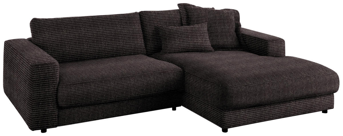 ECKSOFA in Chenille Anthrazit  - Anthrazit/Schwarz, Design, Kunststoff/Textil (270/190cm) - Lomoco