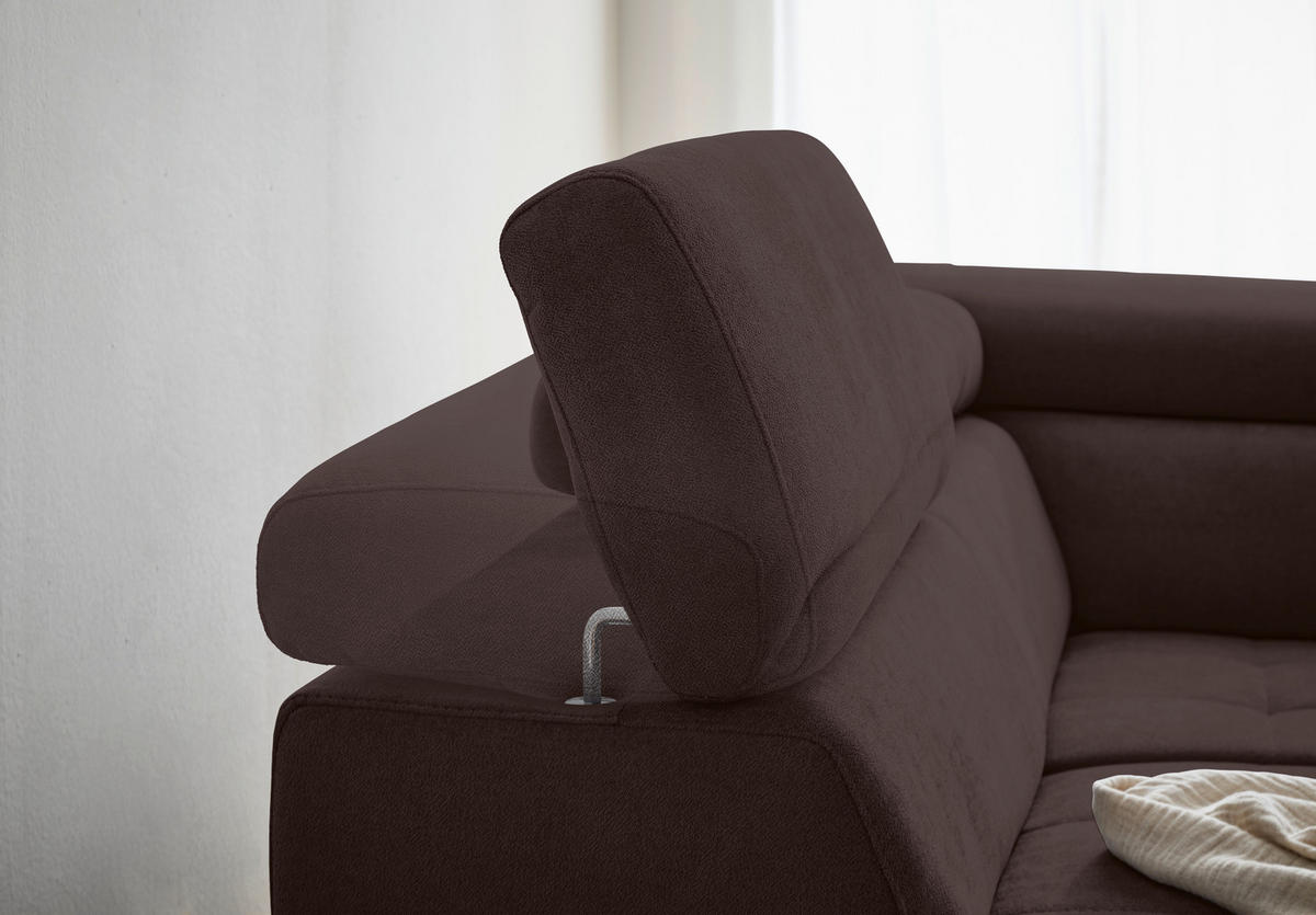 WOHNLANDSCHAFT Dunkelbraun Struktur  - Dunkelbraun/Schwarz, Design, Textil/Metall (203/327/177cm) - Stylife