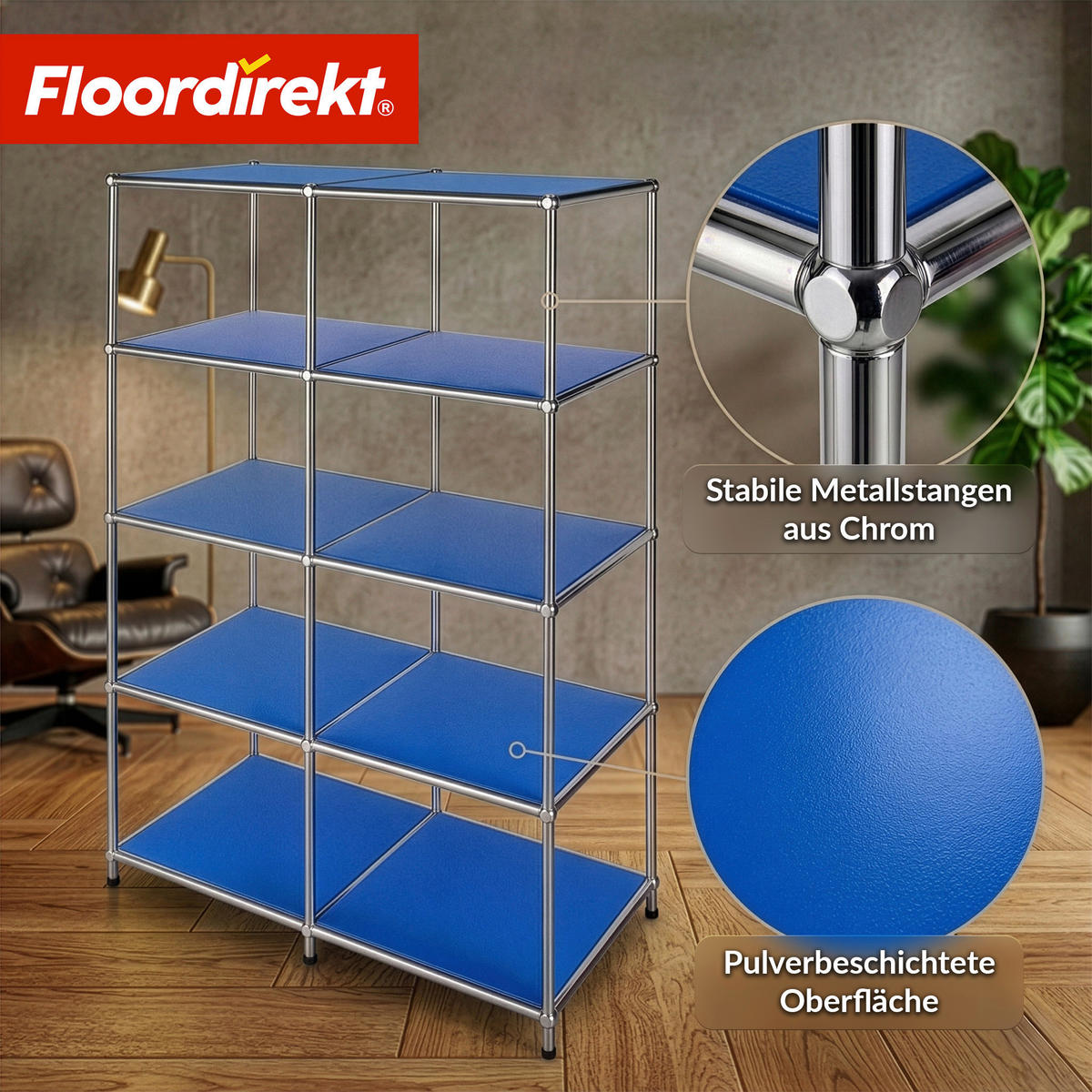 STANDREGAL Blau  - Blau, Basics, Metall (78/118/40cm) - Floordirekt