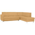 ECKSOFA  in Flachgewebe Gelb  256/198 cm  - Chromfarben/Gelb, Design, Textil/Metall (256/198cm) - Xora