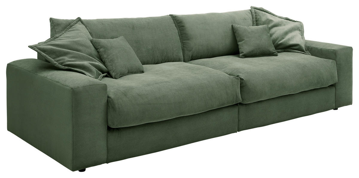3-SITZER-SOFA KAMIL Cord Grün  - Schwarz/Grün, MODERN, Textil (298/95/122cm) - Livetastic