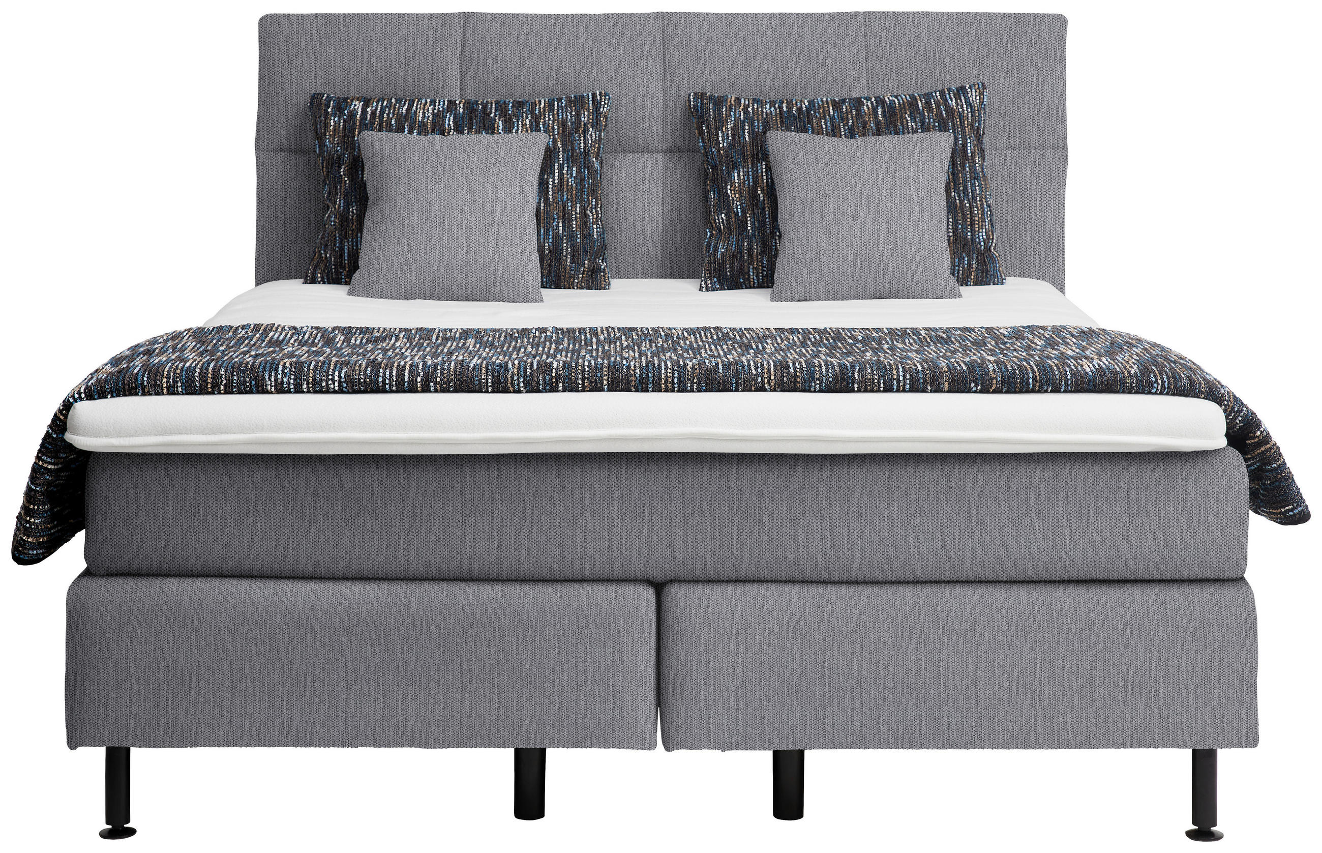 BOXSPRINGBETT 180/200 cm  in Grau  - Schwarz/Grau, Design, Kunststoff/Textil (180/200cm) - Beldomo - Sleep