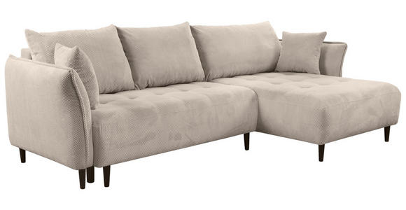 ECKSOFA Creme Chenille  - Creme/Schwarz, KONVENTIONELL, Holz/Textil (290/160cm) - Carryhome