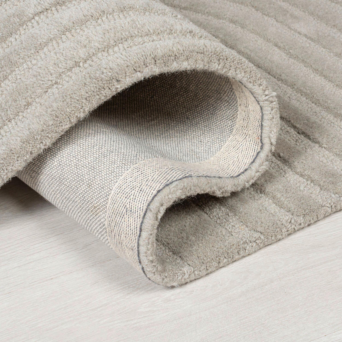Wollteppich getuftet rechteckig 170x120 cm Grau | Kurzflor-Teppiche