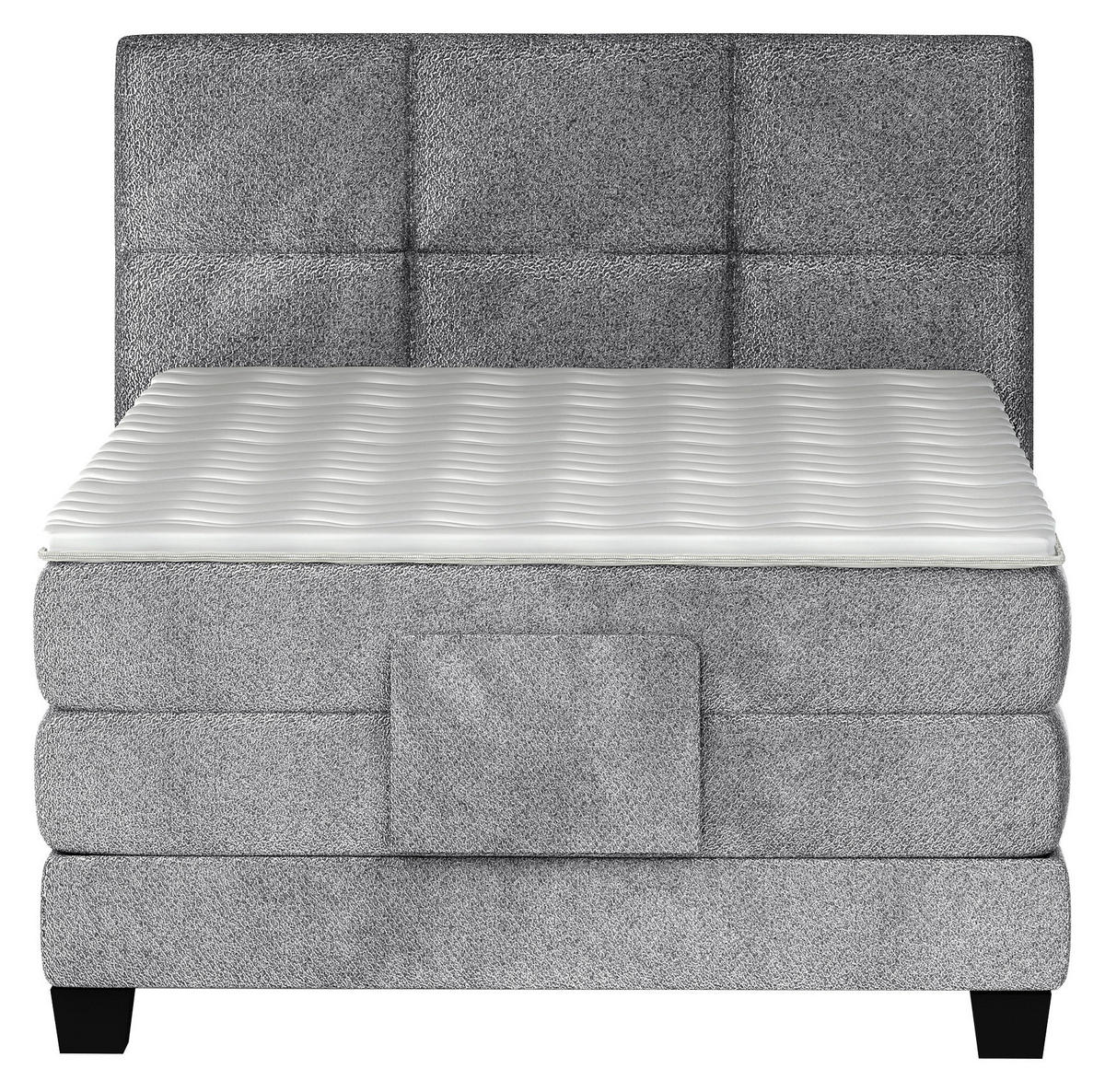 BOXSPRINGBETT 120/200 cm,  in Anthrazit, Matratze, Topper, motorische Verstellbarkeit, Fernbedienung, H2 = mittel  - Anthrazit/Schwarz, KONVENTIONELL, Holz/Kunststoff (120/200cm) - Chameo