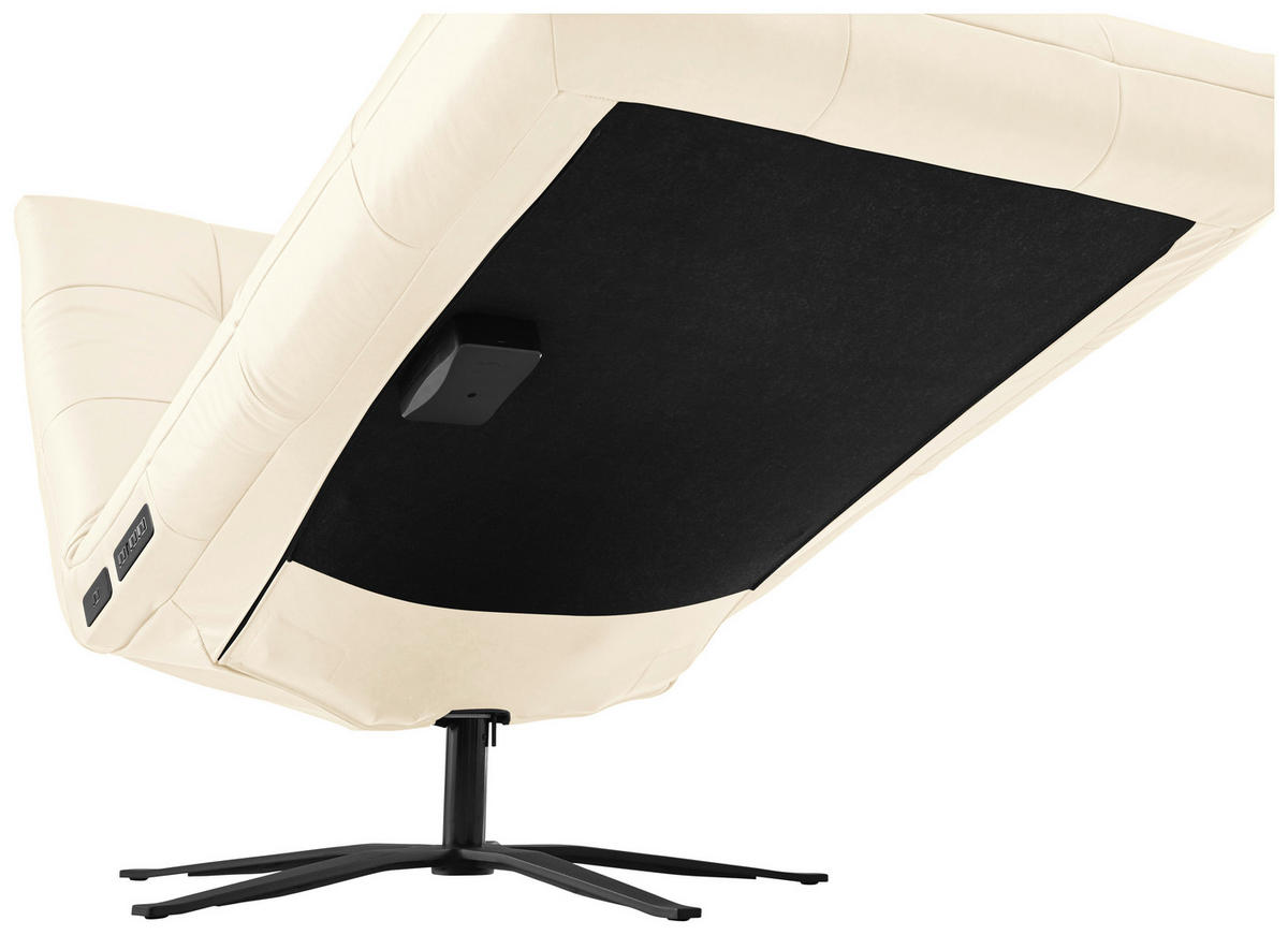 RELAXLIEGE in Echtleder Creme  - Creme/Schwarz, MODERN, Leder/Metall (82/53-115/156-206cm) - Pure Home Comfort