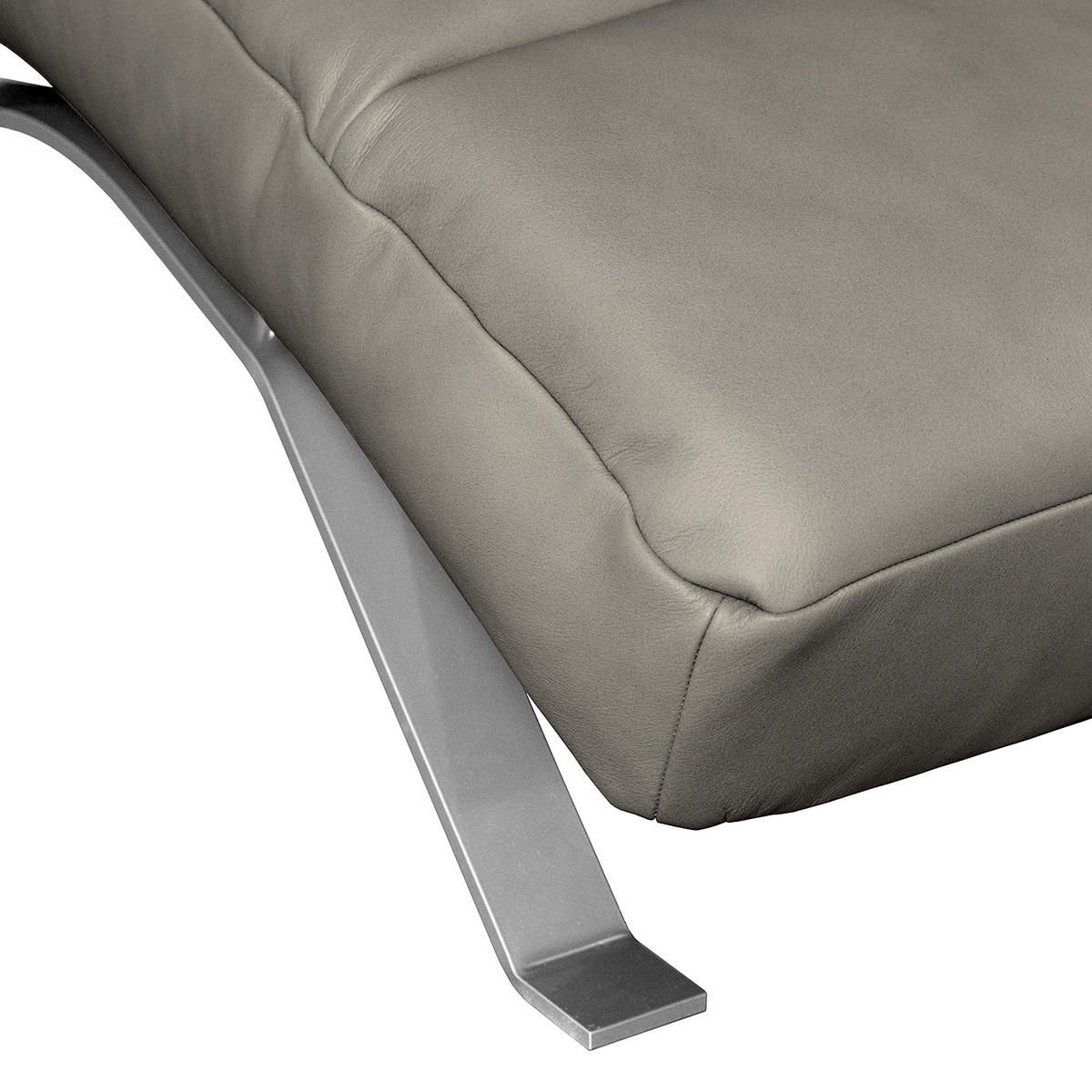 RELAXLIEGE in Echtleder Grau  - Silberfarben/Grau, Design, Leder/Metall (65/65-95/171cm) - Livetastic