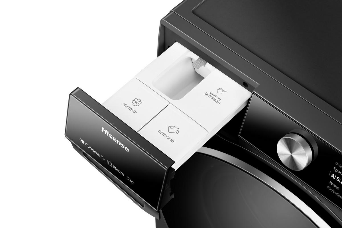 WASCHMASCHINE WF7S1247BB   - Schwarz, Basics, Glas/Kunststoff (59,5/84,5/64cm) - Hisense