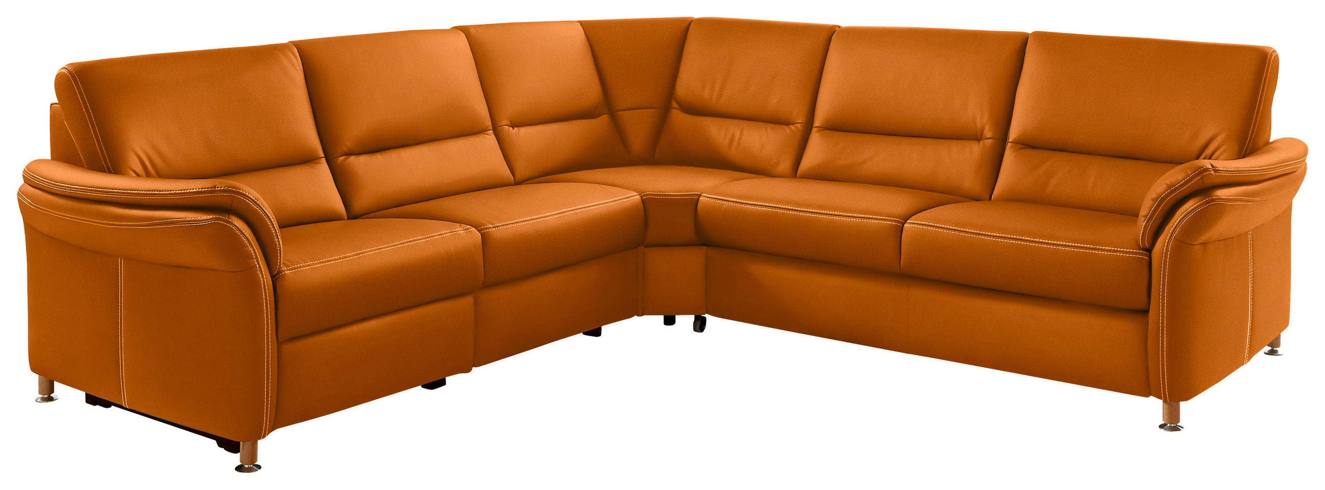 ECKSOFA in Echtleder Orange  - Eichefarben/Beige, Konventionell, Leder/Holz (262/262cm) - Beldomo Premium