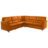 ECKSOFA in Echtleder Orange  - Eichefarben/Beige, Konventionell, Leder/Holz (262/262cm) - Beldomo Premium
