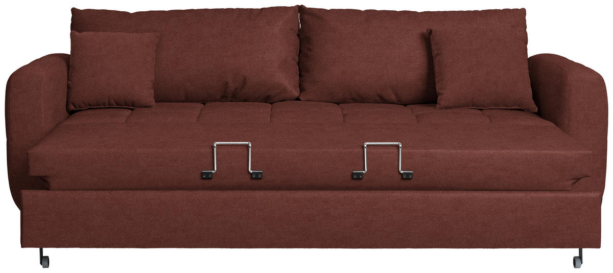 SCHLAFSOFA Webstoff Rotbraun Stoffauswahl, Bettfunktion erhältlich, Rücken echt, Armteil links, Armteil rechts  - Rotbraun/Schwarz, Design, Holz/Textil (236/88/101cm) - Lomoco