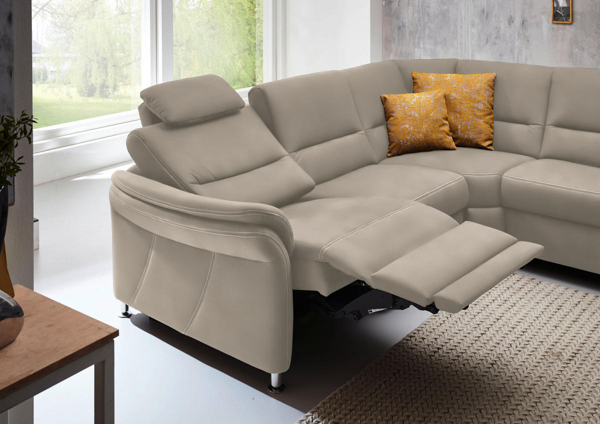 WOHNLANDSCHAFT in Mikrofaser Naturfarben  - Alufarben/Naturfarben, Konventionell, Textil/Metall (262/335/173cm) - Beldomo System