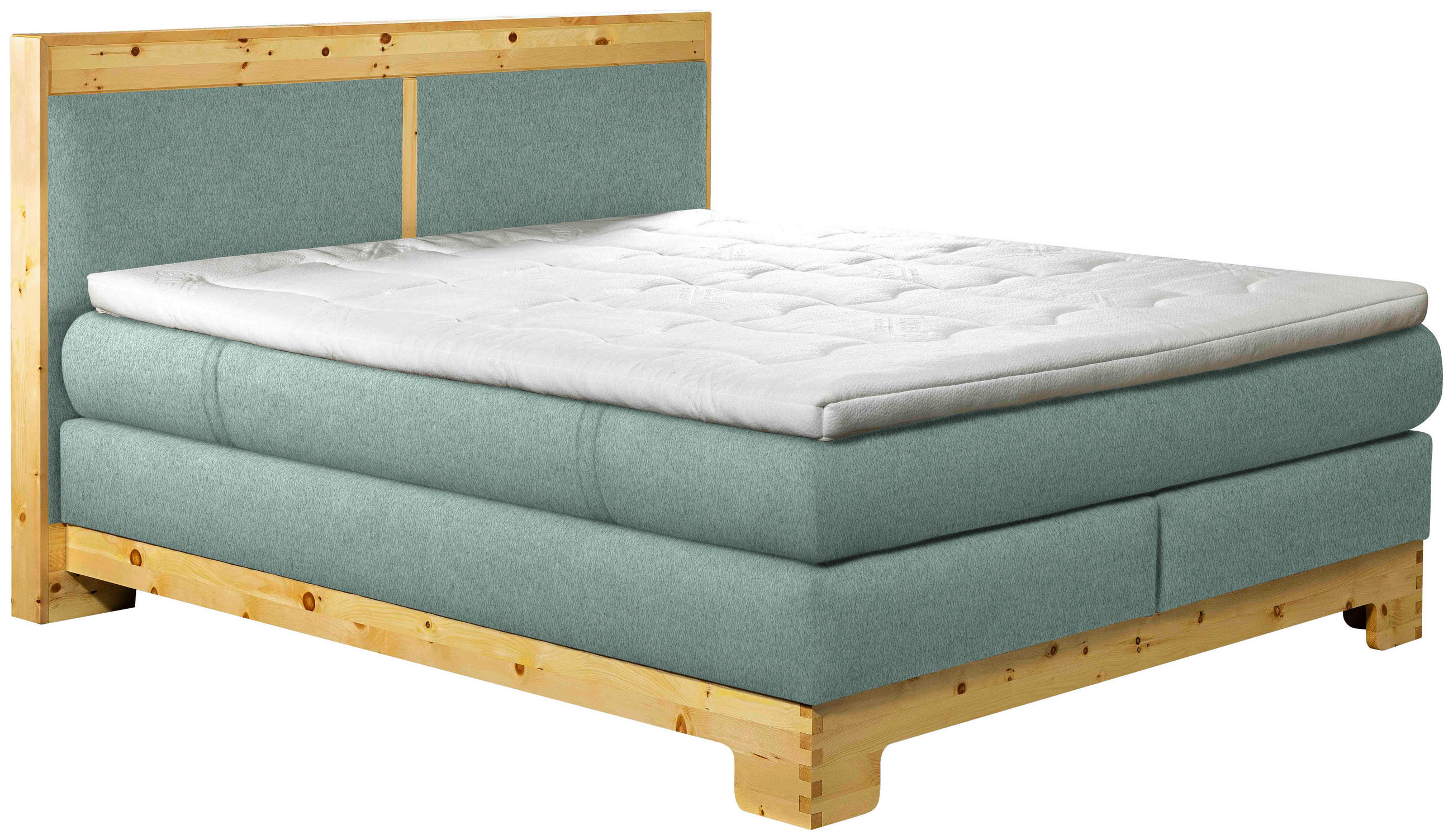 BOXSPRINGBETT 180/200 cm  in Mintgrün  - Mintgrün, Natur, Holz/Textil (180/200cm) - Linea Natura