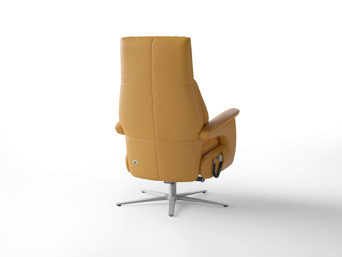 RELAXAČNÍ KŘESLO, kůže, curry žlutá - barvy stříbra/curry žlutá, Basics, kov/kůže (75/110/85cm) - Sit & More