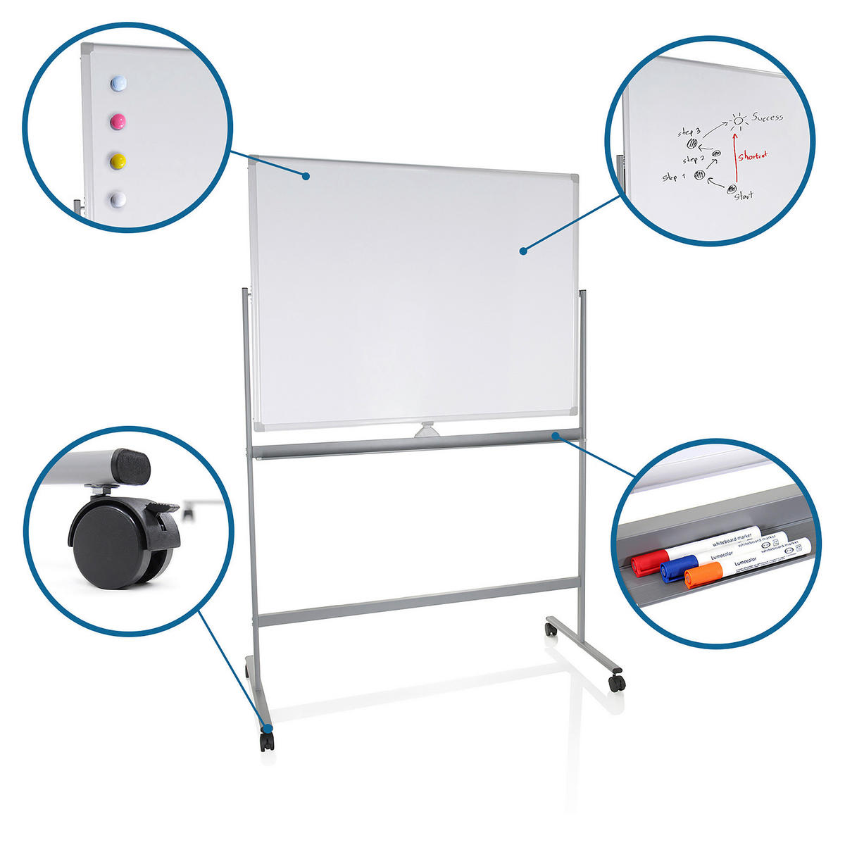 WHITEBOARDTAVLA - vit/silver, Basics, metall (128/187/54cm) - MID.YOU