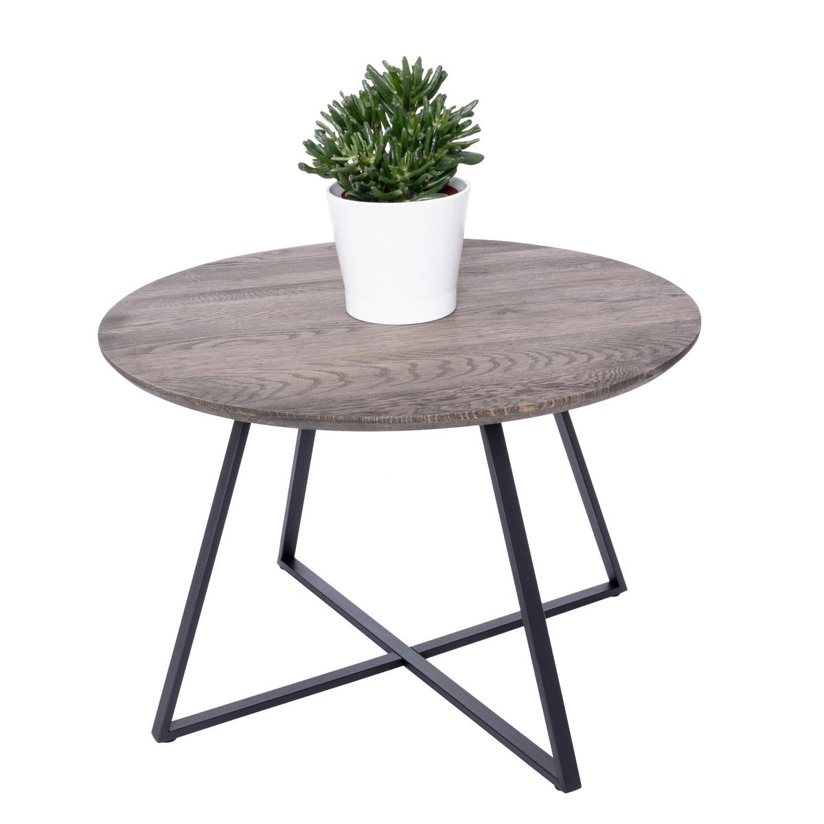 COUCHTISCH in Holz, Metall  - Eiche dunkel/Schwarz, Natur, Holz/Metall (60/40cm)