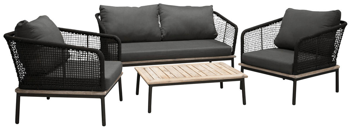 LOUNGEGARNITUR  79,5/148 cm   - Schwarz, KONVENTIONELL, Kunststoff (79,5/148cm) - Gardenson