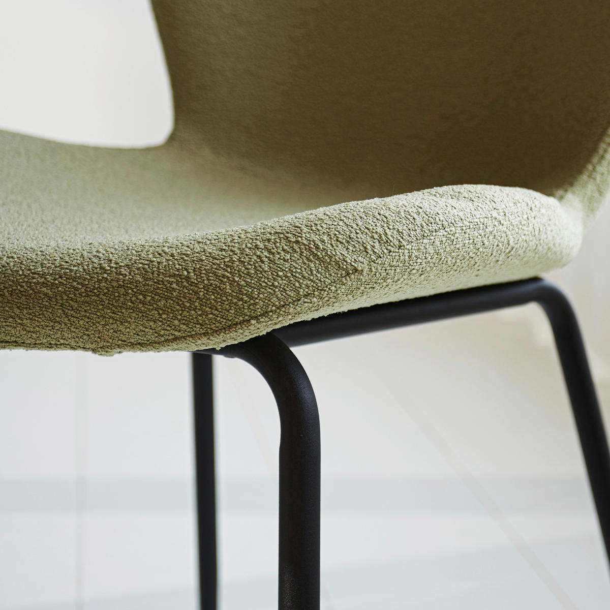 STUHL-SET 2 Stück  in Bouclé  - Schwarz/Grün, MODERN, Textil/Metall (50/88,5/42cm) - MID.YOU