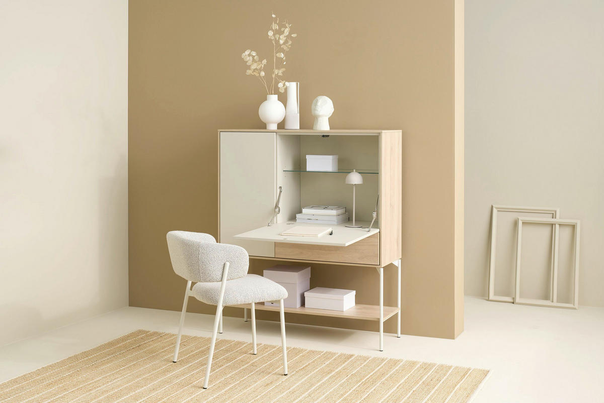 SIDEBOARD LABOE 114/135/41 cm 1 Schublade(n)  - Eiche Bianco/Seidengrau, MODERN, Glas/Holzwerkstoff (114/135/41cm) - Schöner Wohnen