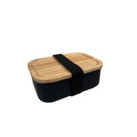 LUNCH BOX  1,2 l  - negru/maro deschis, Trend, plastic/lemn (18,6/13,7/6,4cm) - Homeware Profession.