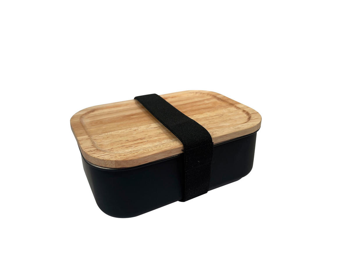 LUNCH BOX  1,2 l  - negru/maro deschis, Trend, plastic/lemn (18,6/13,7/6,4cm) - Homeware Profession.