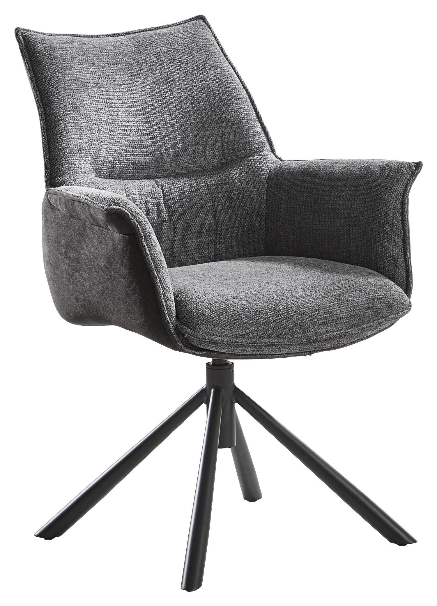 ARMLEHNSTUHL  in Stahl Chenille, Flachgewebe  - Anthrazit/Schwarz, Design, Textil/Metall (67/87/65cm) - Novel