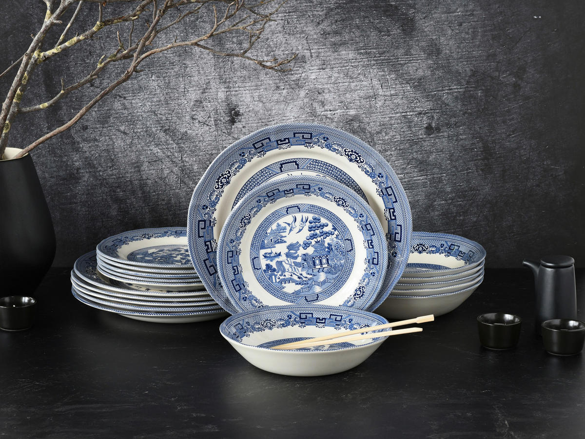 SERVIS China Town 18 delar  - vit/blå, Basics, keramik (31/30/32cm) - Creatable