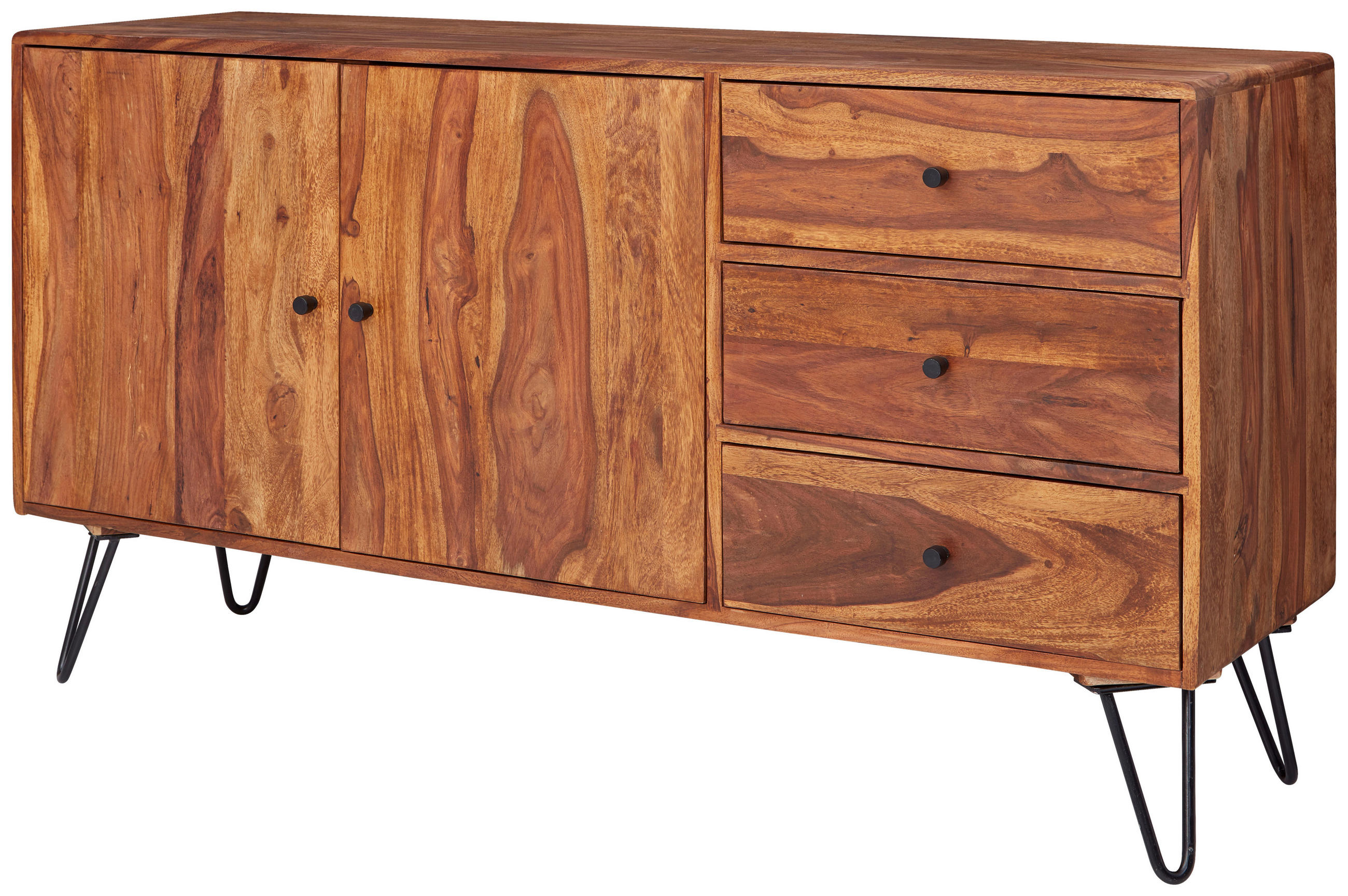 SIDEBOARD  in 145/75/40 cm  - Sheeshamfarben/Schwarz, Design, Holz/Metall (145/75/40cm) - MID.YOU