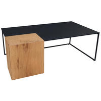 COUCHTISCH Eiche furniert rechteckig Naturfarben, Schwarz  - Schwarz/Naturfarben, Design, Holz/Holzwerkstoff (120/44/70cm) - MID.YOU