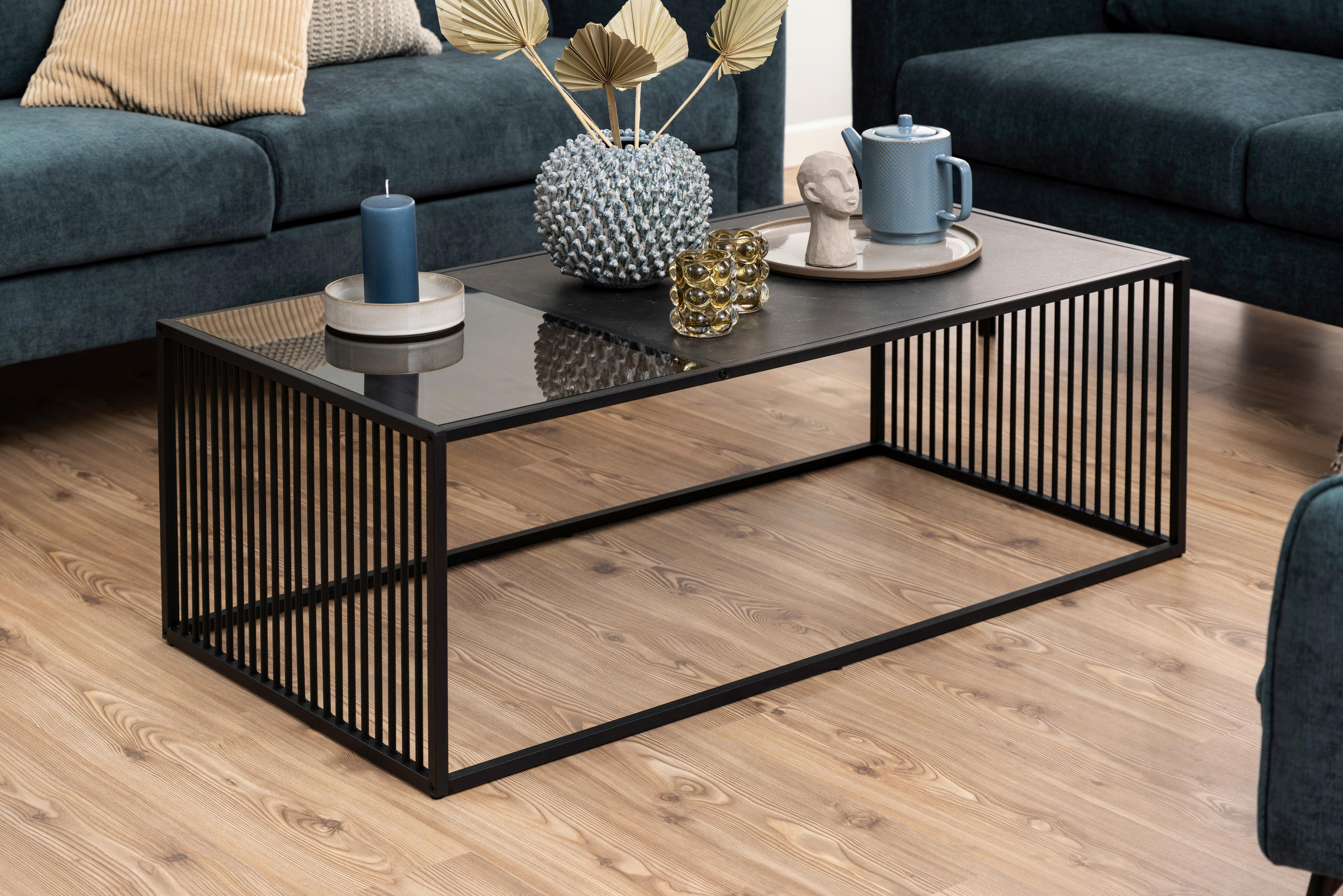 SOFFBORD i plast, glas, trämaterial  - svart, Design, metall/trämaterial (120/60/40cm) - MID.YOU
