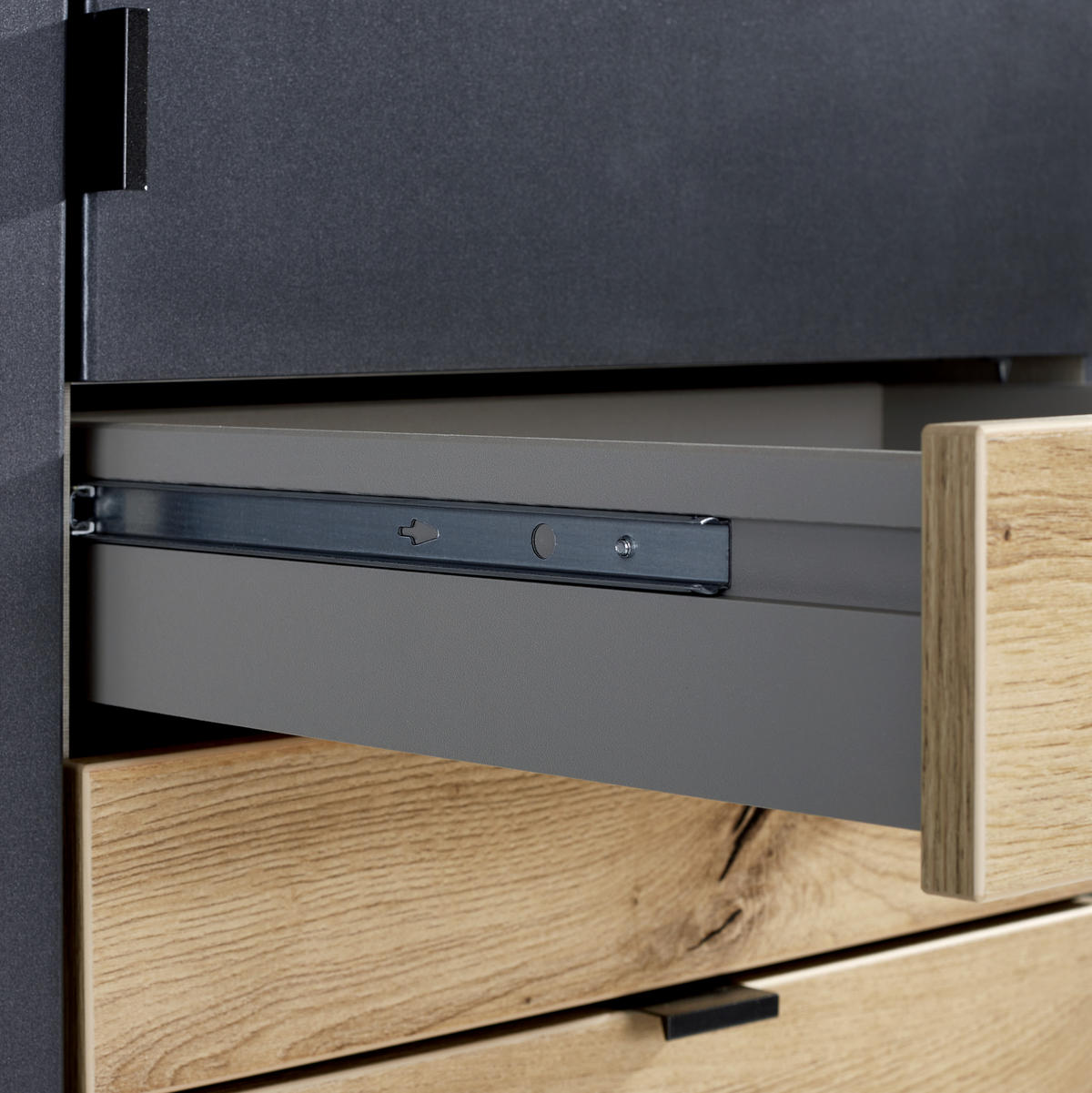 DREHTÜRENSCHRANK in Eichefarben, Dunkelgrau  - Eichefarben/Dunkelgrau, Modern, Holzwerkstoff (136/197/54cm) - Rauch Möbel